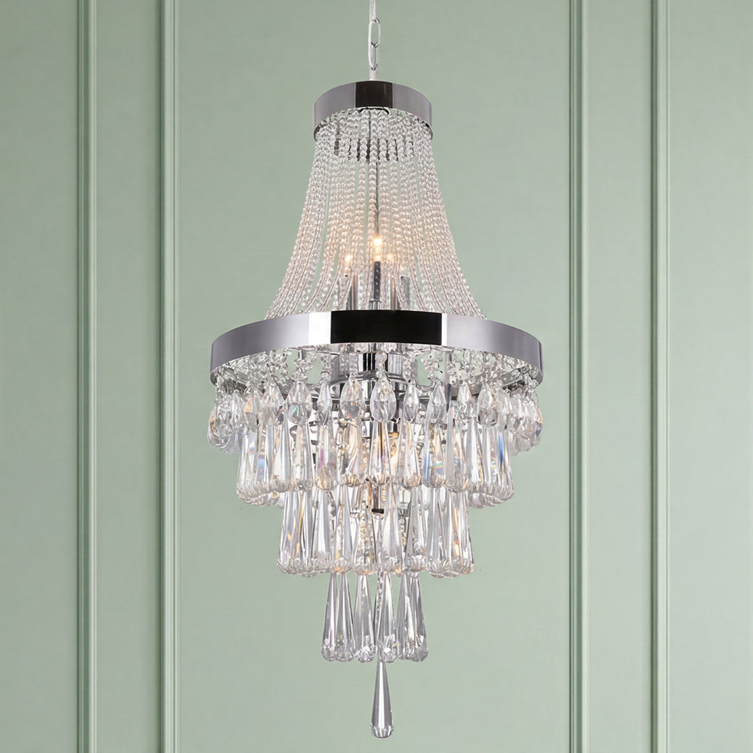 6-Light Chrome Crystal Chandelier
