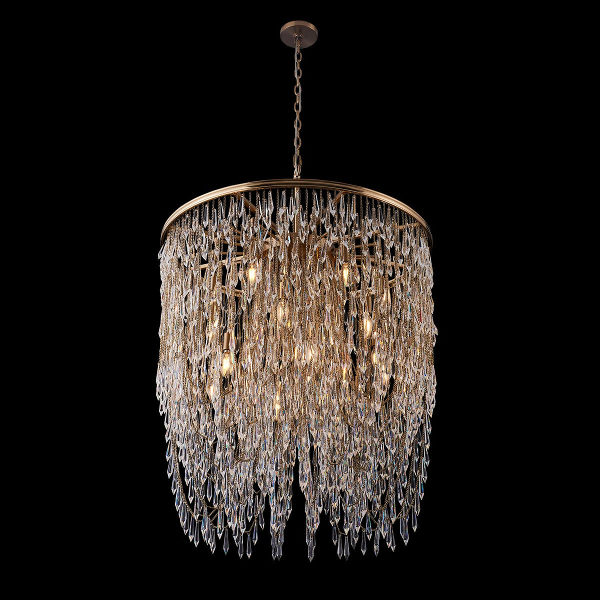 50'' Frangia 18 Light Brushed Champagne Gold Chandelier