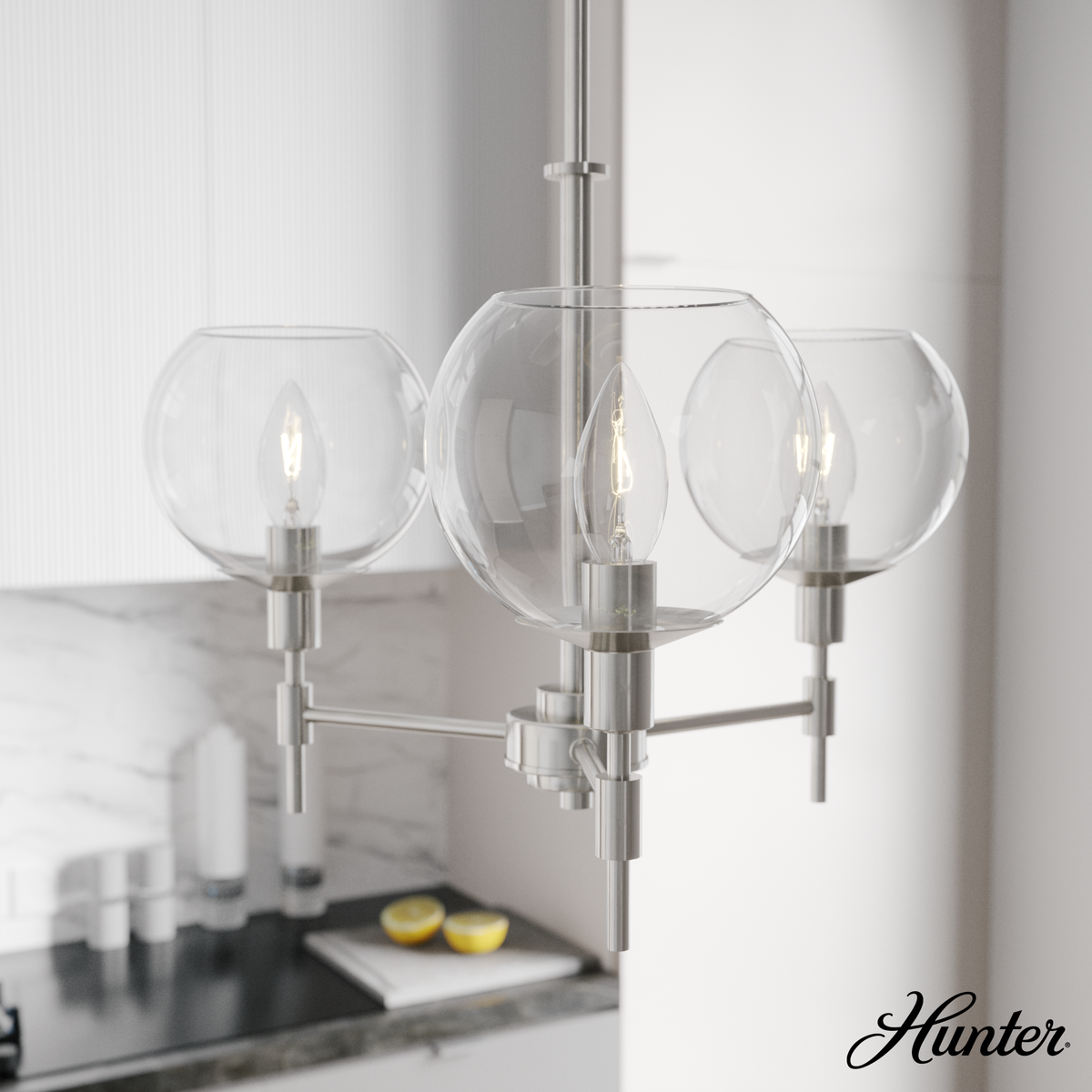 Xidane 19-inch 3-light Brushed Nickel Chandelier with Clear Glass