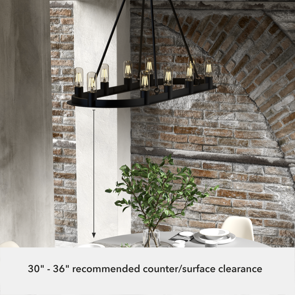 46-inch 10-Light Natural Black Iron Linear Chandelier