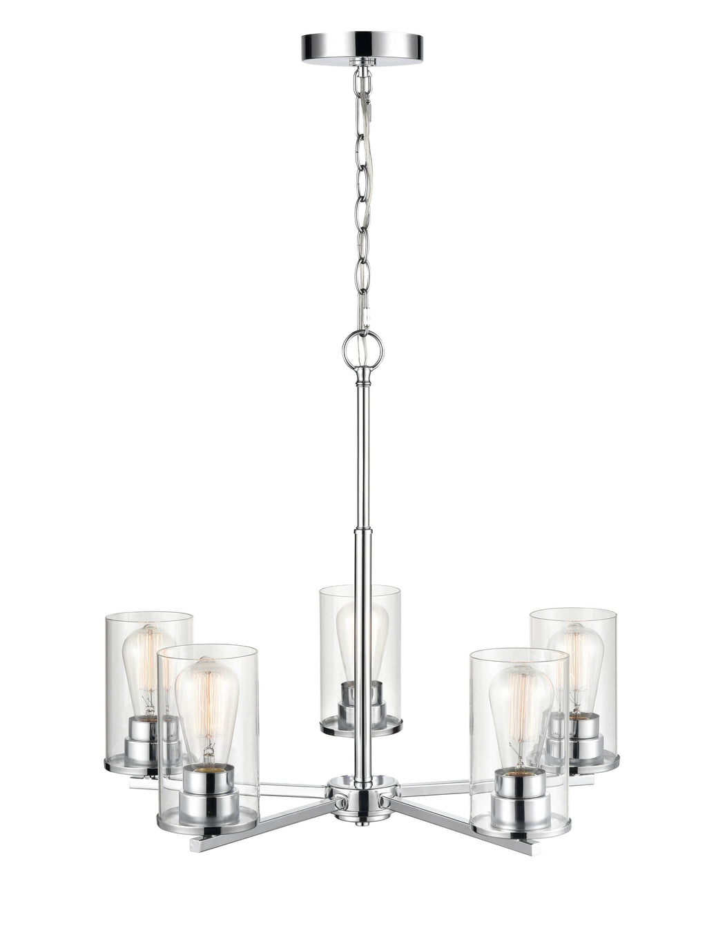 24-inch Chrome 5-Light Clear Glass Chandelier