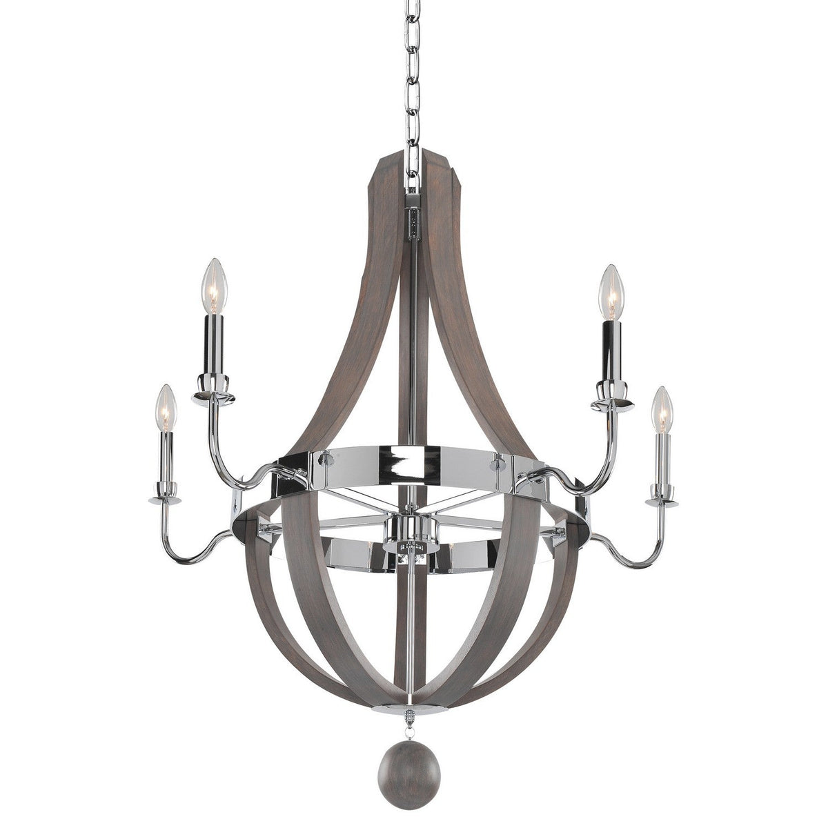 39'' Sharlow 5 Light Polished Chrome Chandelier
