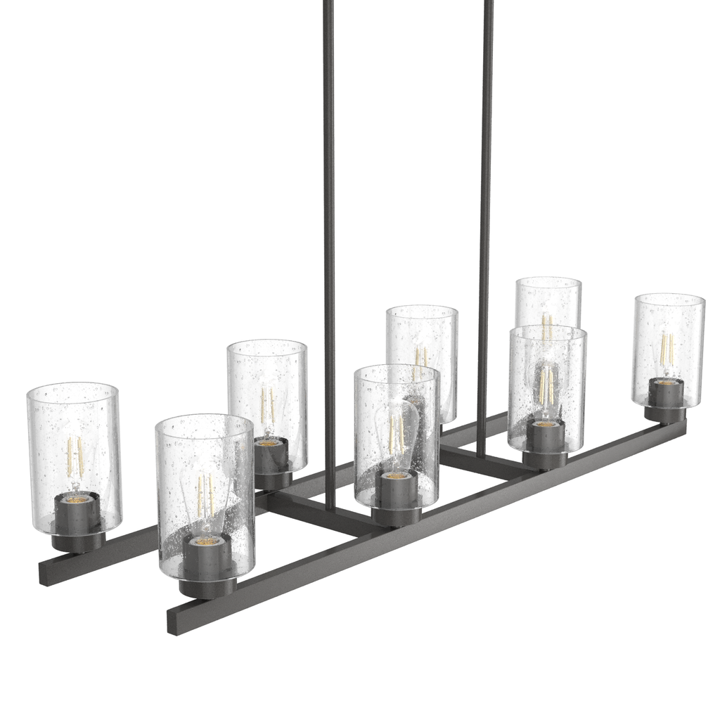 Hartland 40-inch 8-light Noble Bronze Linear Chandelier with Seeded Glass