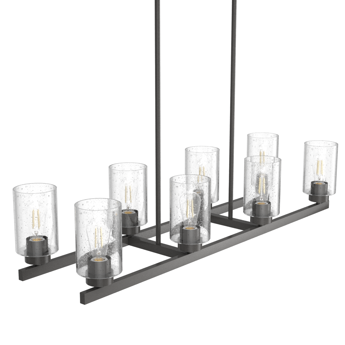 Hartland 40-inch 8-light Noble Bronze Linear Chandelier with Seeded Glass
