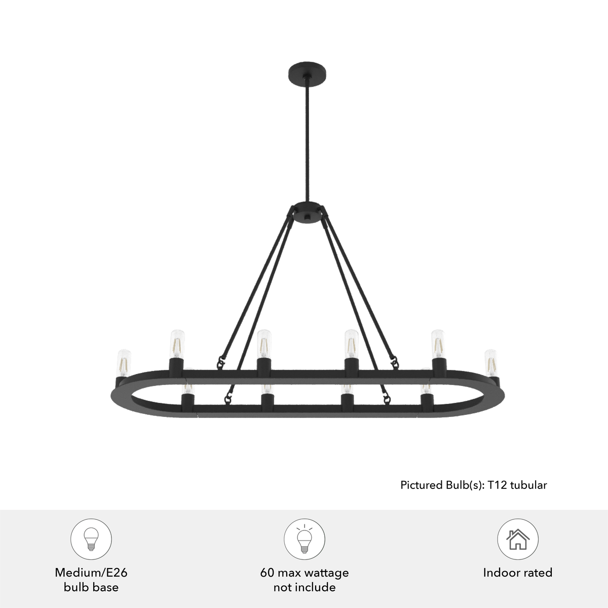 46-inch 10-Light Natural Black Iron Linear Chandelier