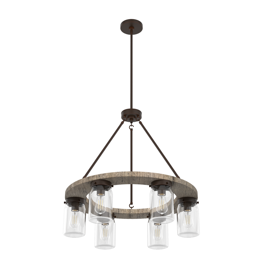 Devon Park 26.5-inch 6-light Onyx Bengal and Barnwood Chandelier with Clear Glass