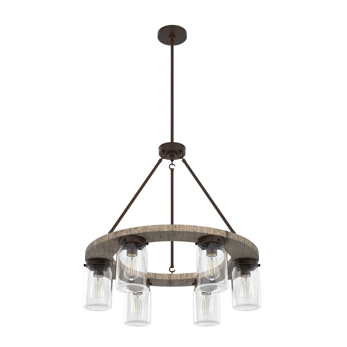 Devon Park 26.5-inch 6-light Onyx Bengal and Barnwood Chandelier with Clear Glass