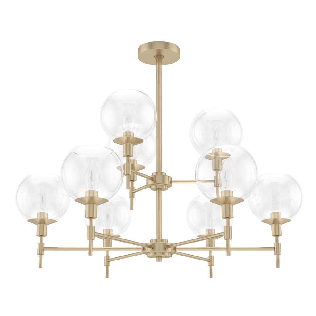 Xidane 32-inch 9-light Alturas Gold Chandelier with Clear Glass