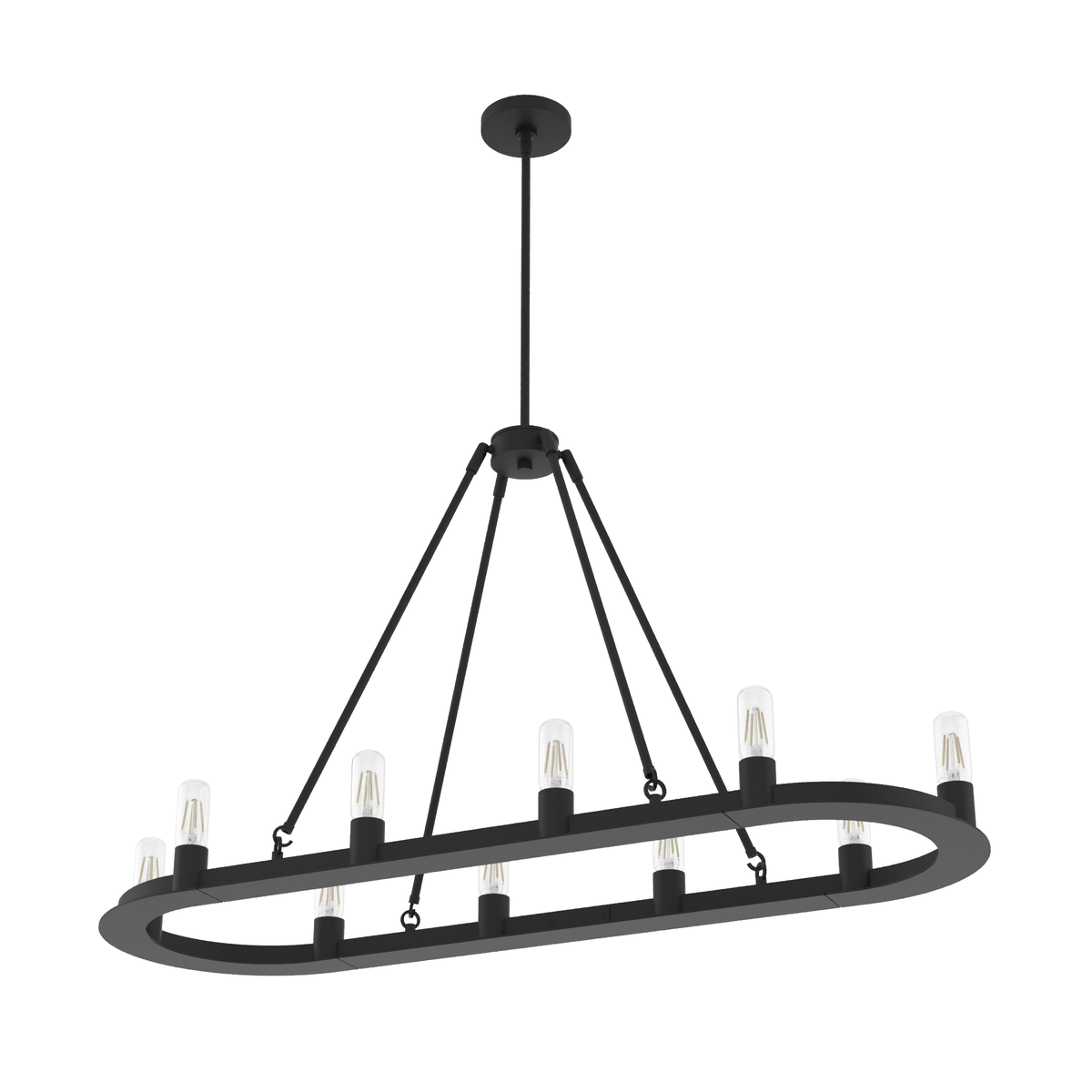 46-inch 10-Light Natural Black Iron Linear Chandelier