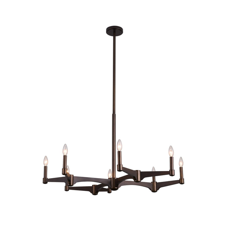 38 Zoll großer 8-flammiger Holz-Kronleuchter in Bronze-Optik