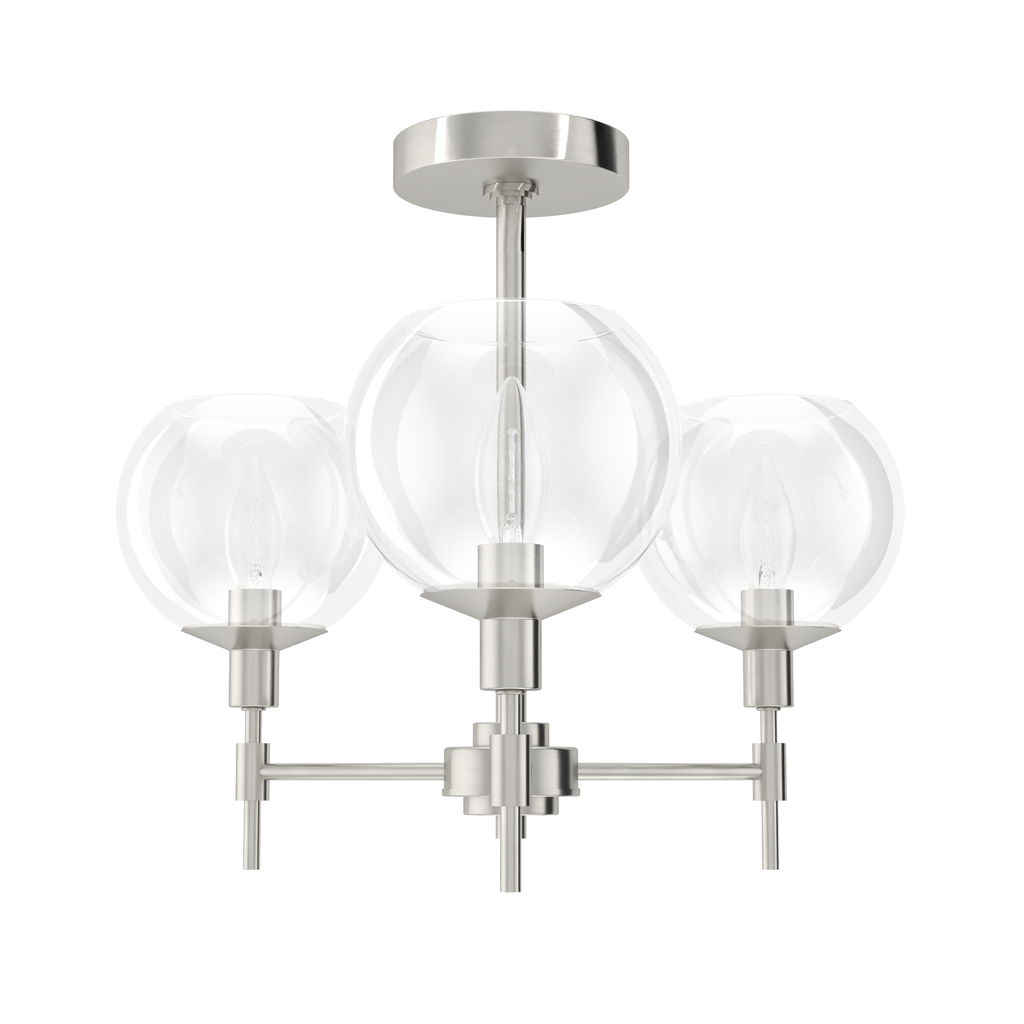 Xidane 19-inch 3-light Brushed Nickel Chandelier with Clear Glass
