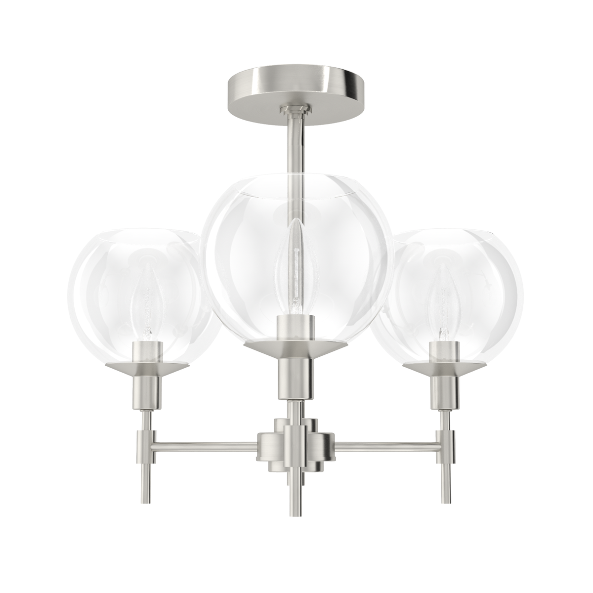 Xidane 19-inch 3-light Brushed Nickel Chandelier with Clear Glass