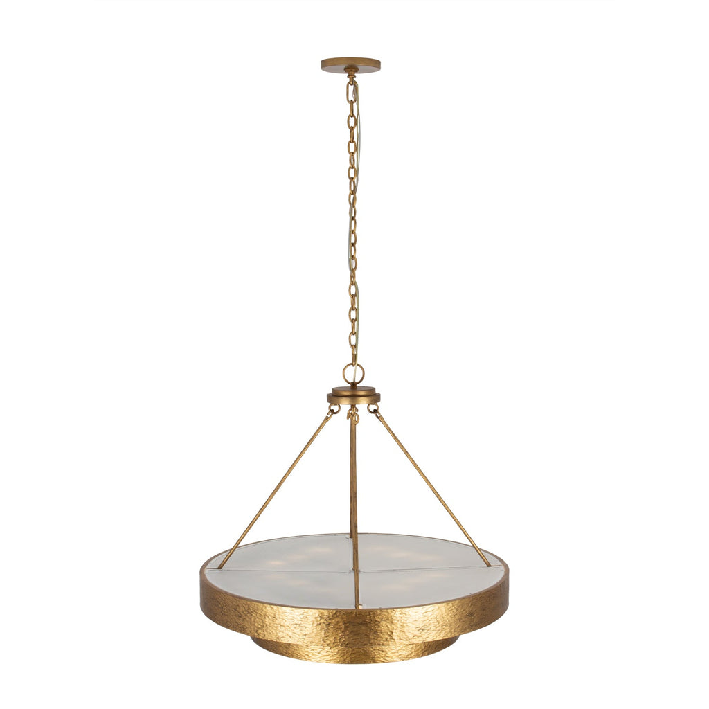 12-Light Rustic Gold Forged Iron Chandelier