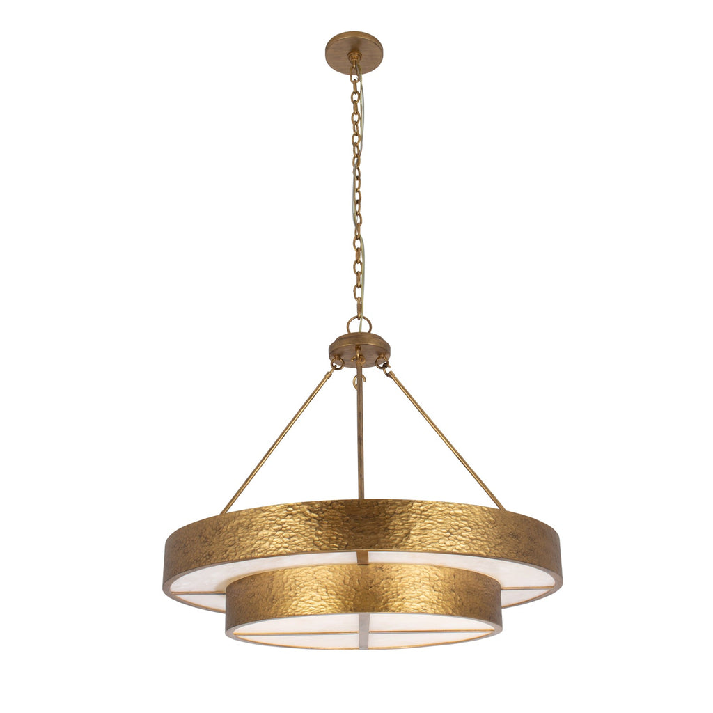 12-Light Rustic Gold Forged Iron Chandelier