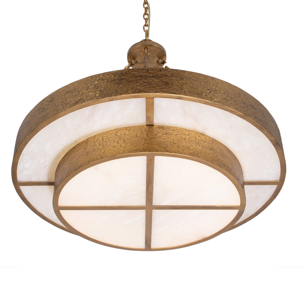12-Light Rustic Gold Forged Iron Chandelier