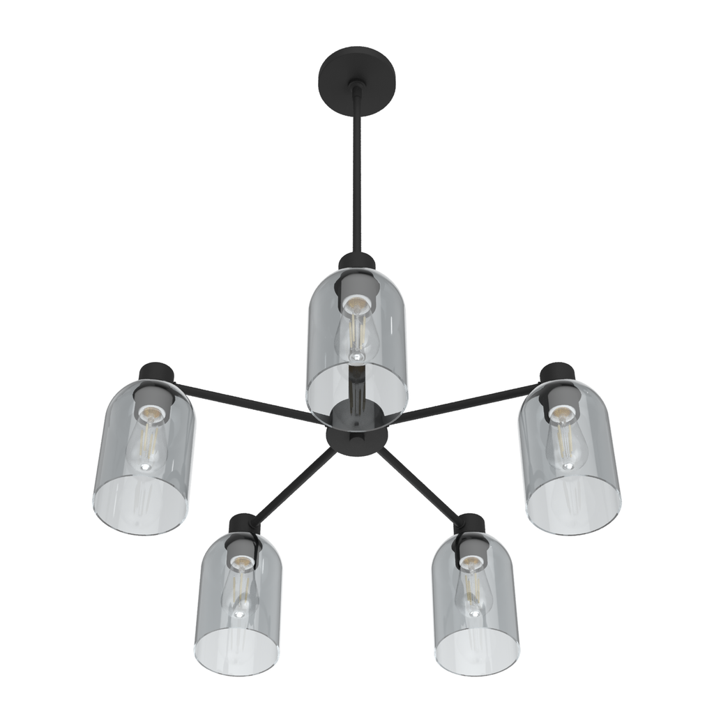 Lochemeade 26-inch 5-light Natural Black Iron Chandelier with Smoked Glass