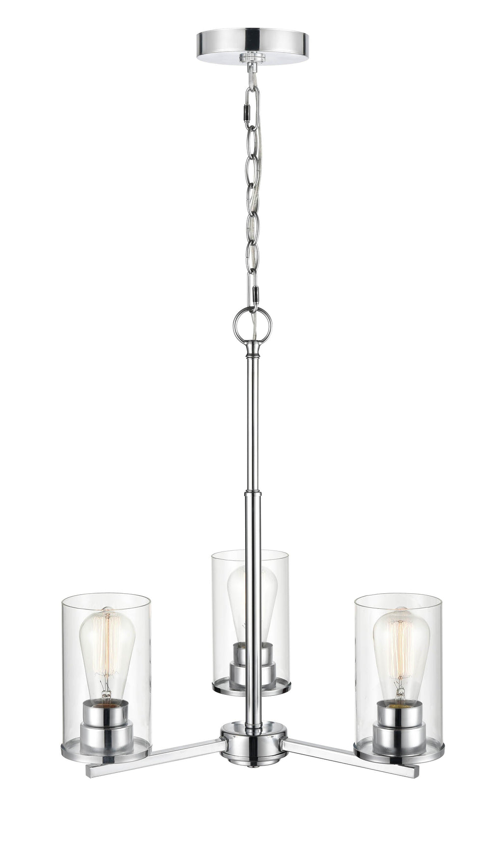 19-inch Chrome 3-Light Clear Glass Chandelier