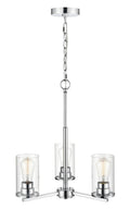 19-inch Chrome 3-Light Clear Glass Chandelier