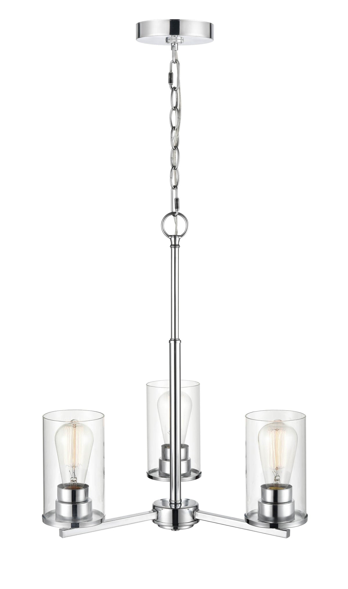 19-inch Chrome 3-Light Clear Glass Chandelier