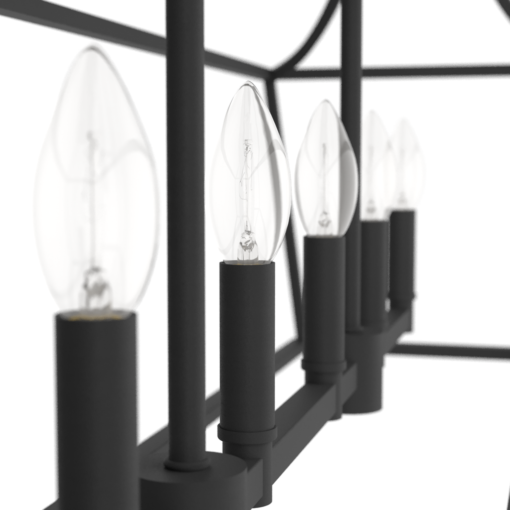 42-inch 6-Light Natural Black Iron Linear Chandelier