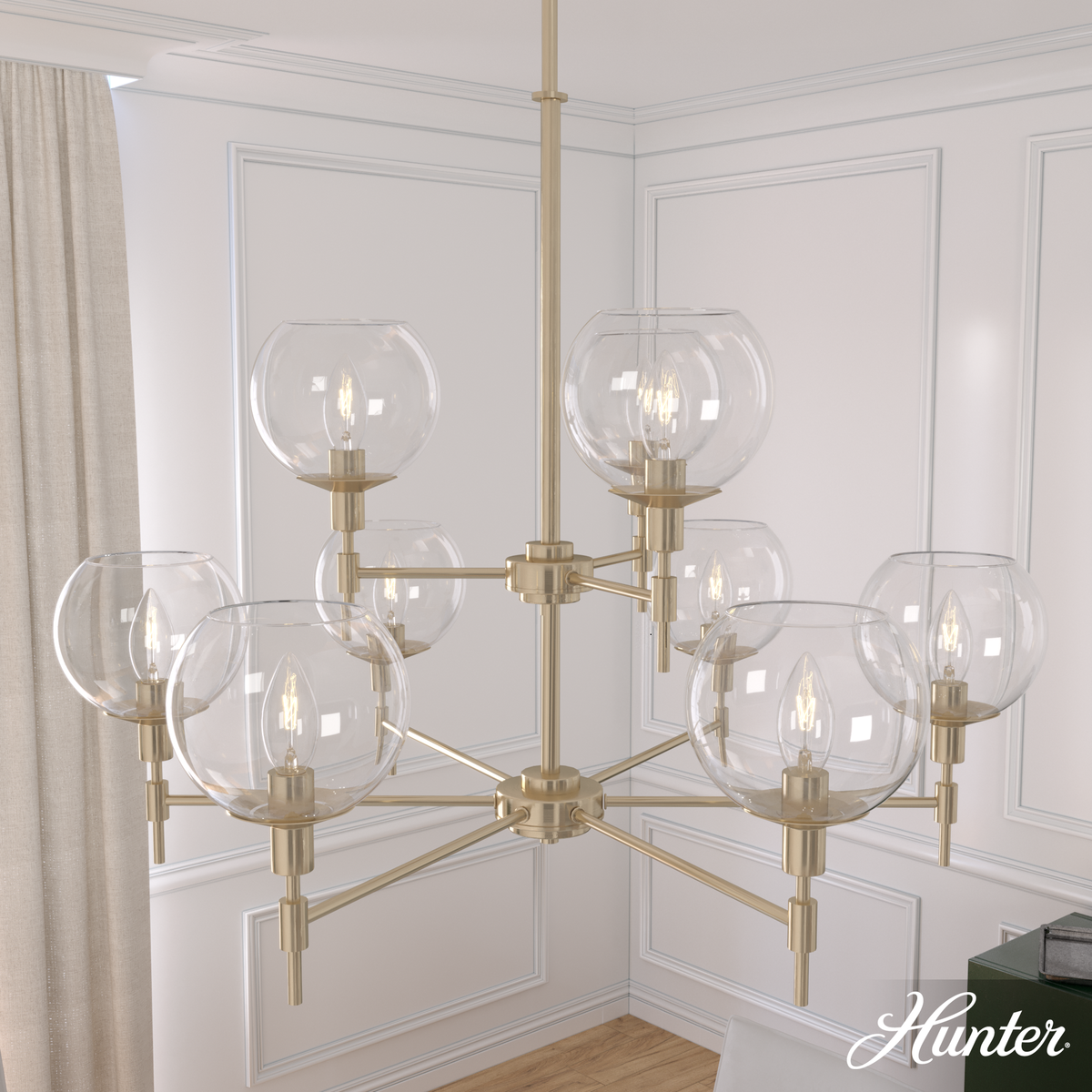 Xidane 32-inch 9-light Alturas Gold Chandelier with Clear Glass
