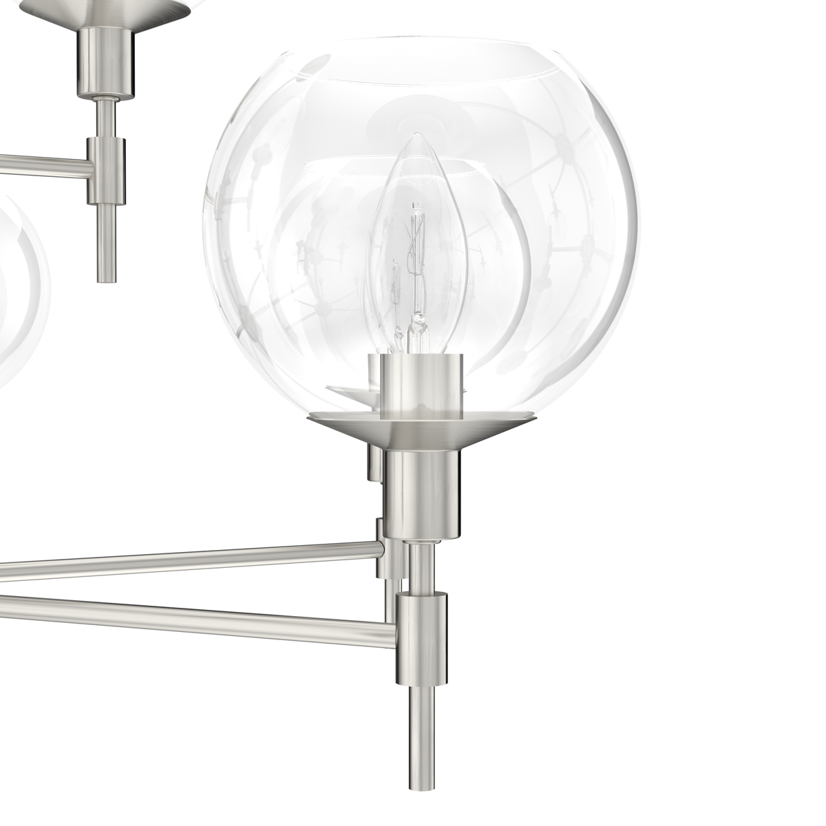 32-inch 9-Light Brushed Nickel Chandelier with Clear Glass
