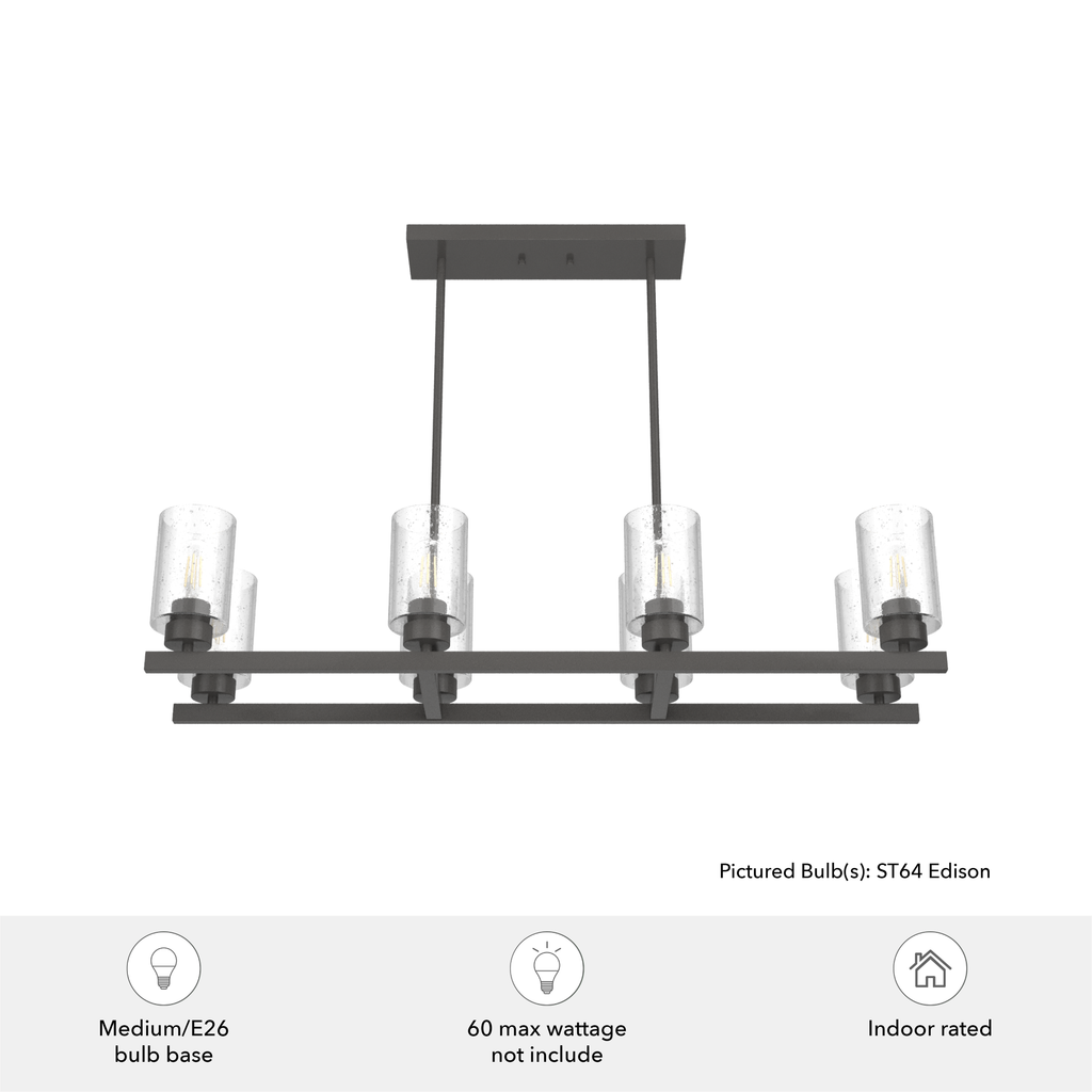 Hartland 40-inch 8-light Noble Bronze Linear Chandelier with Seeded Glass