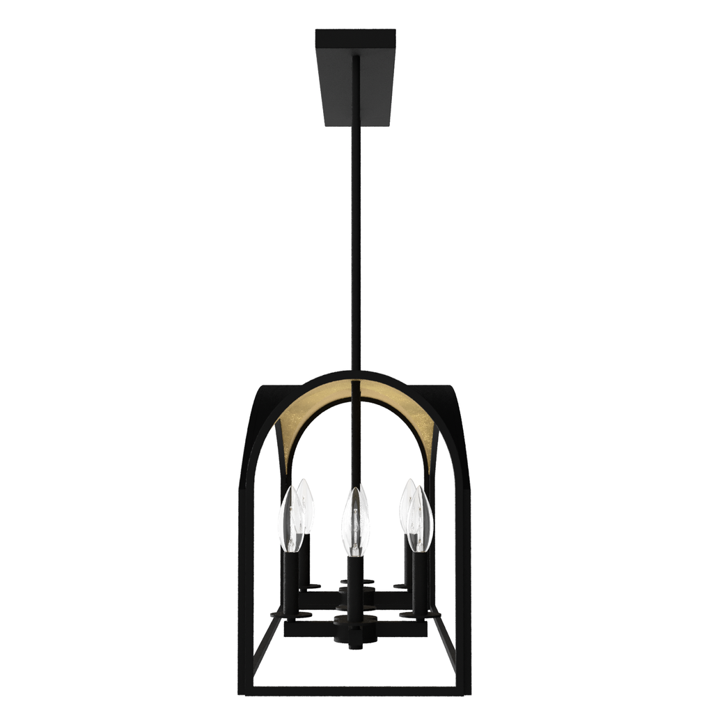 41-inch 8-Light Natural Black Iron and Gold Leaf Linear Chandelier