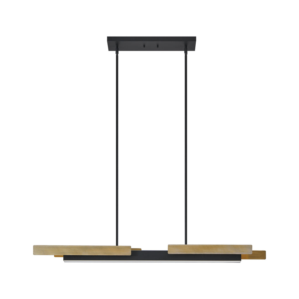48-inch 2-Light Matte Black and Brushed Gold LED Linear Chandelier