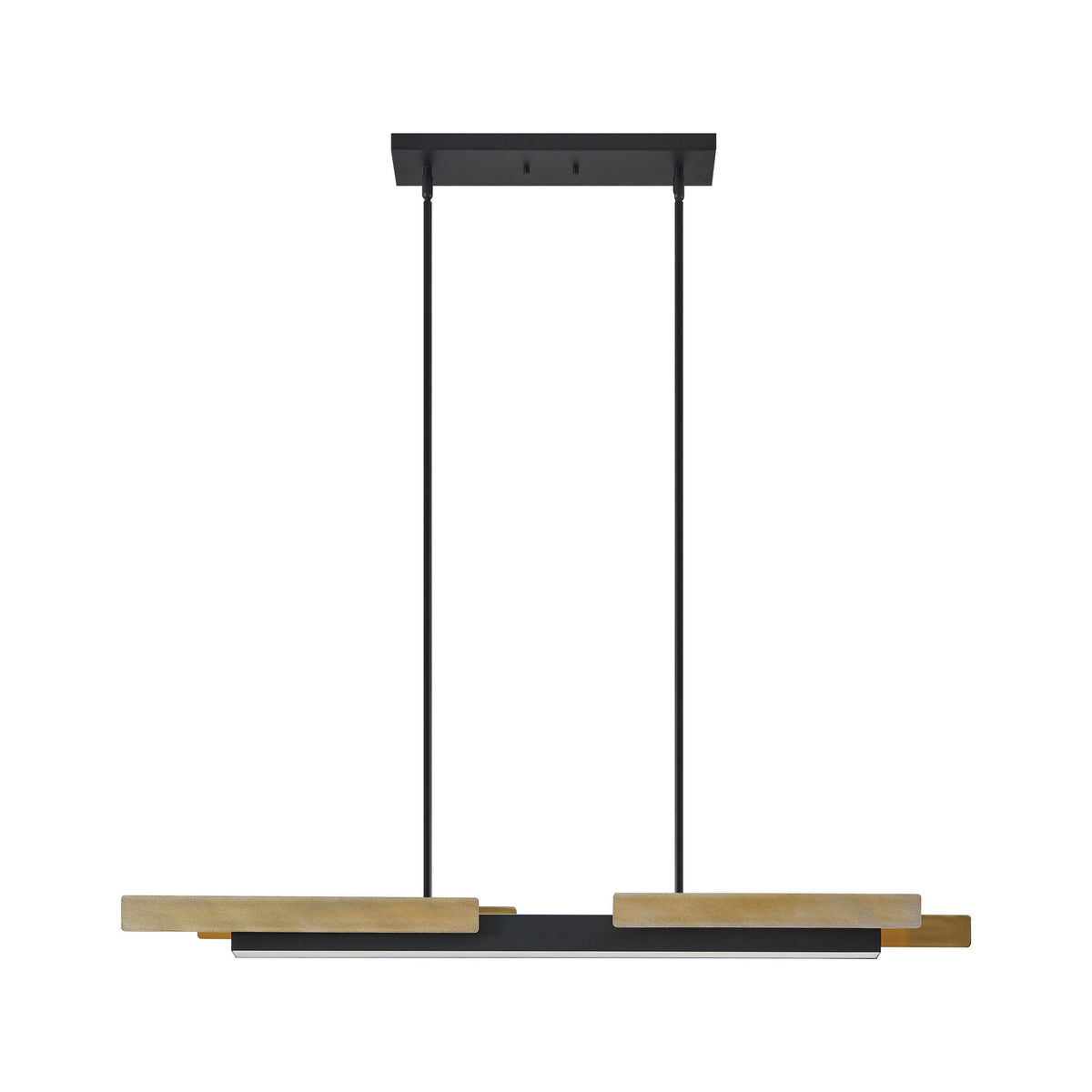 48-inch 2-Light Matte Black and Brushed Gold LED Linear Chandelier