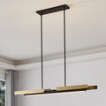 48-inch 2-Light Matte Black and Brushed Gold LED Linear Chandelier