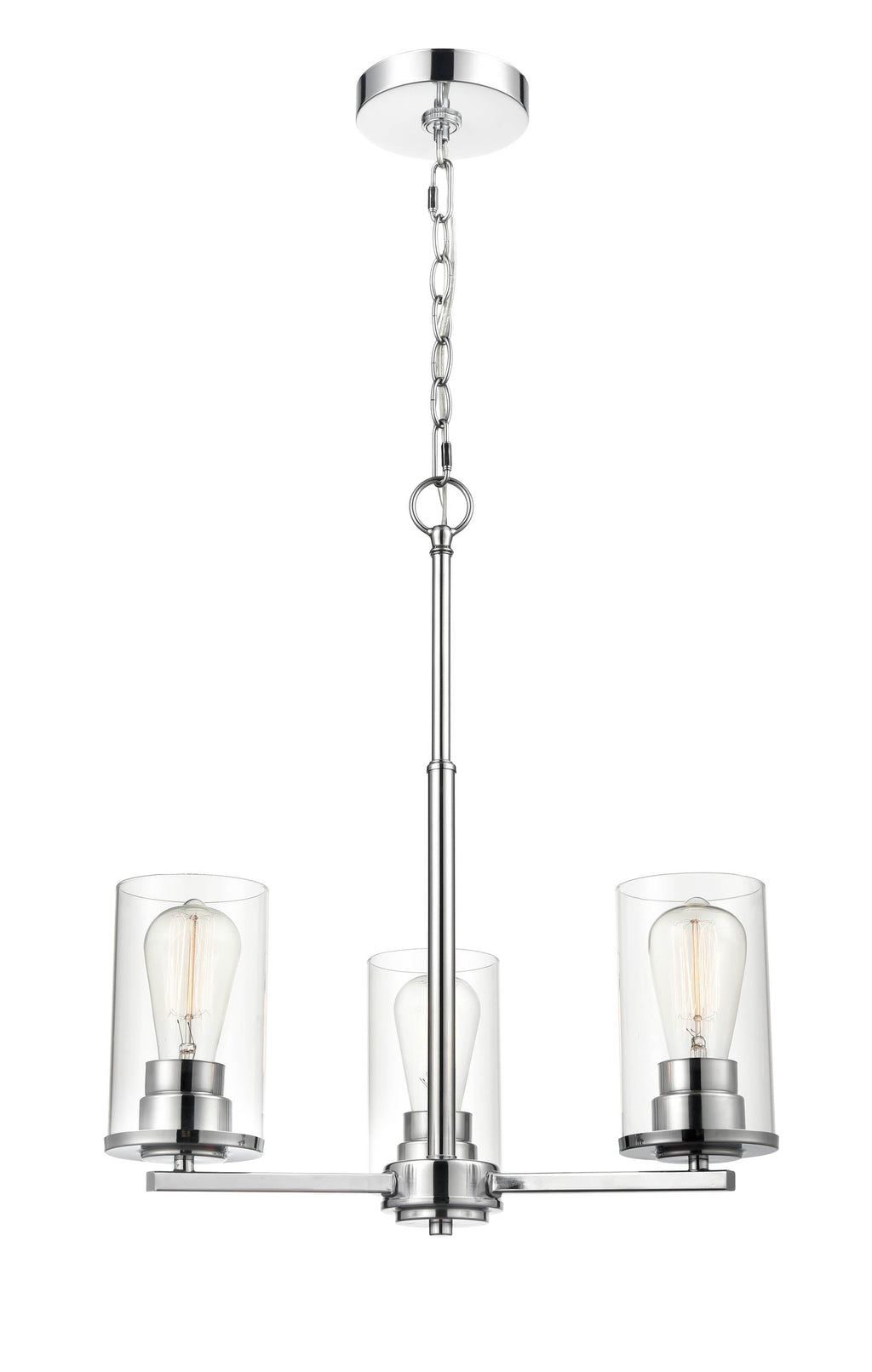 19-inch Chrome 3-Light Clear Glass Chandelier