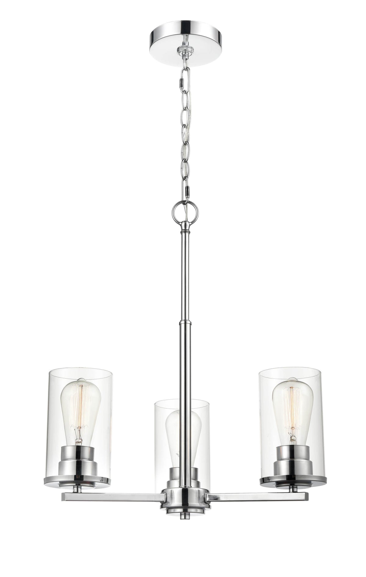 19-inch Chrome 3-Light Clear Glass Chandelier
