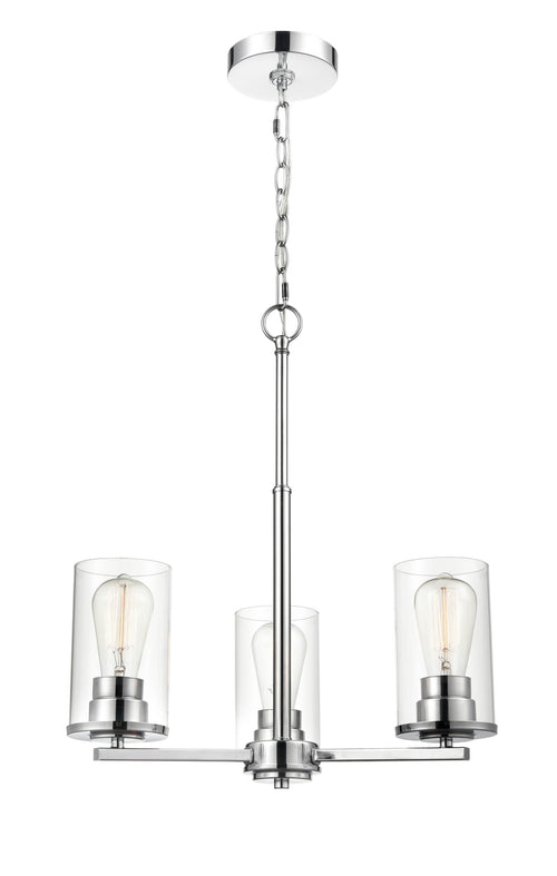 19-inch Verlana Chrome 3-Light Clear Glass Chandelier