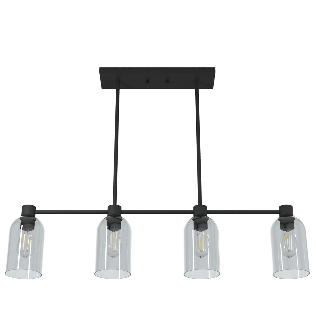 Lochemeade 37.5-inch 4-light Natural Black Iron Linear Chandelier with Smoked Glass