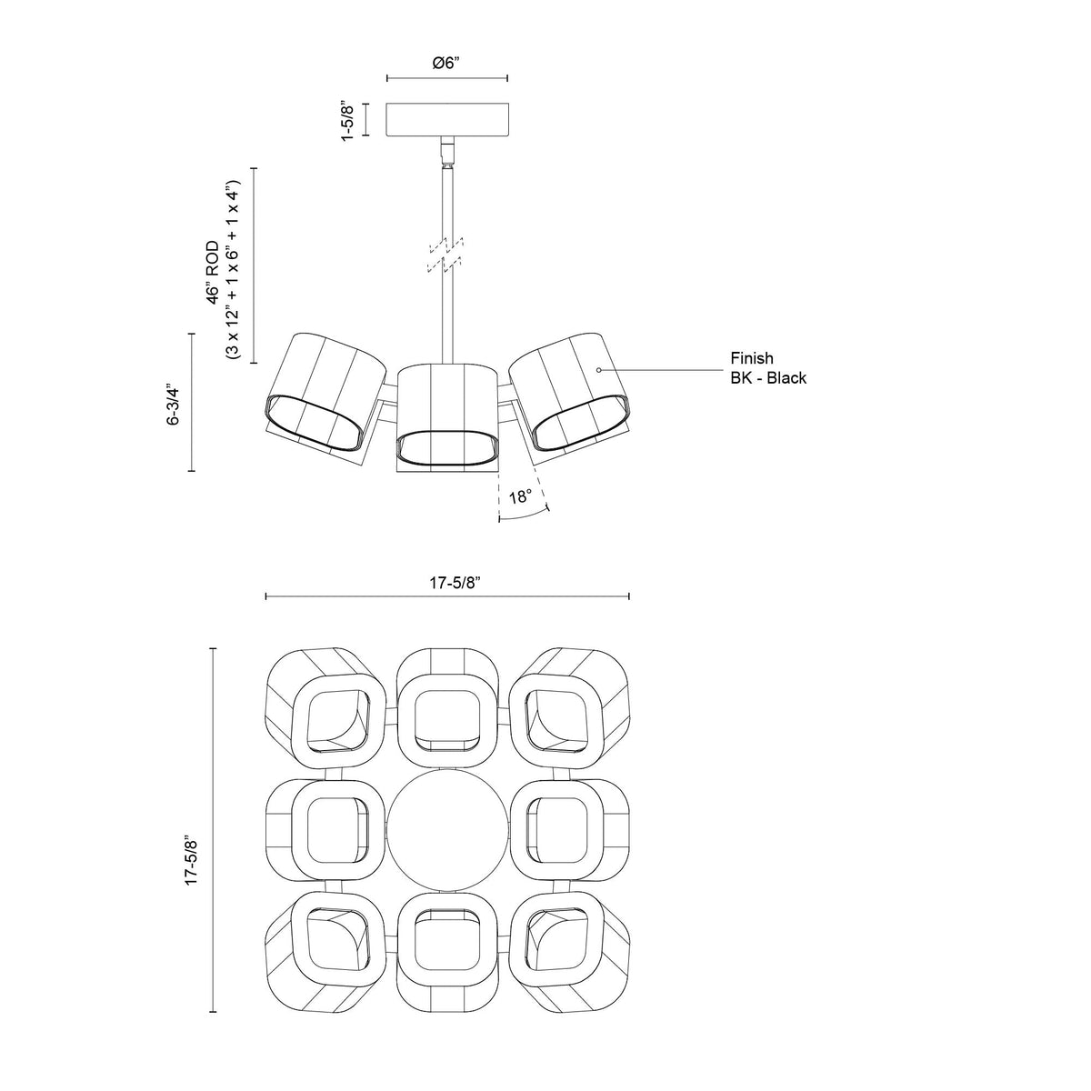 18-in Aluminum Chandelier
