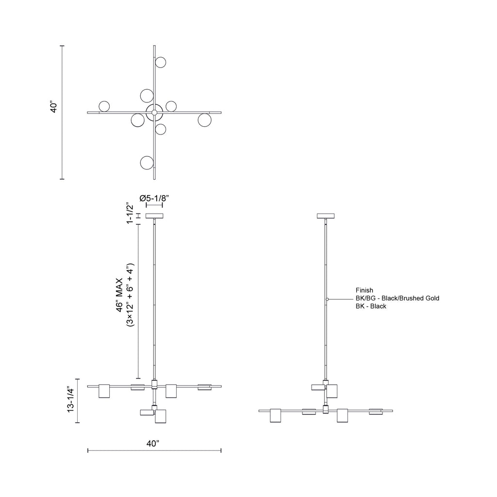 40-in Steel Chandelier