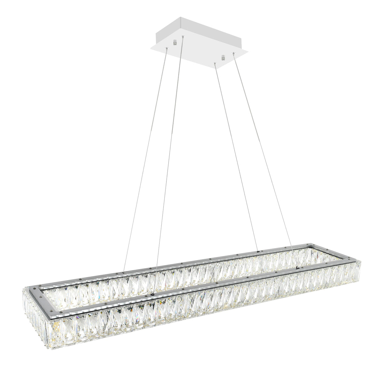 44-inch Chrome Integrated LED Crystal Chandelier