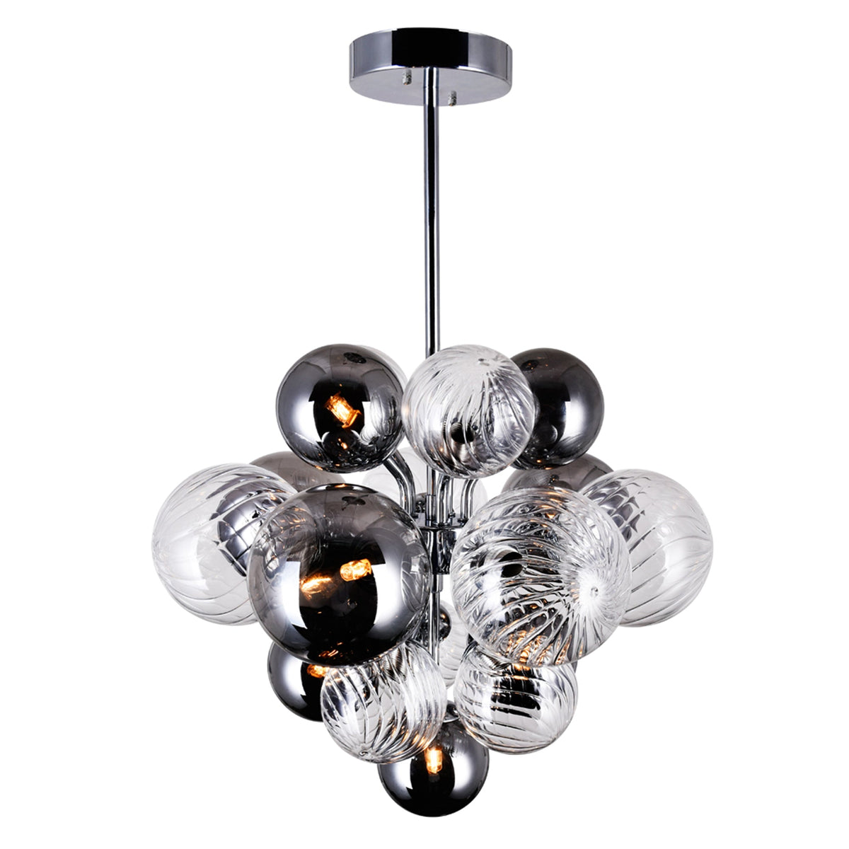 8-Light Chrome Tinted Glass Chandelier