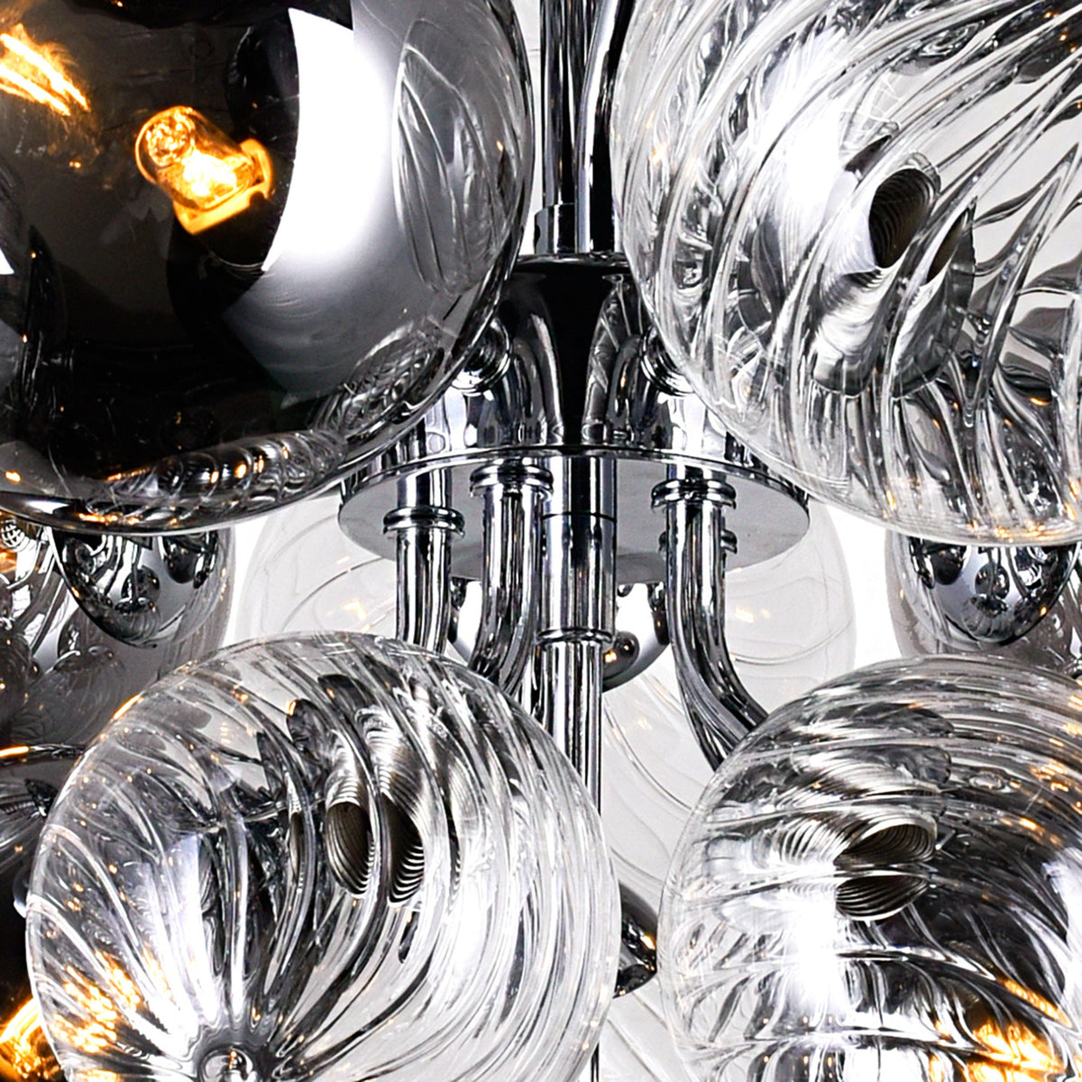 8-Light Chrome Tinted Glass Chandelier