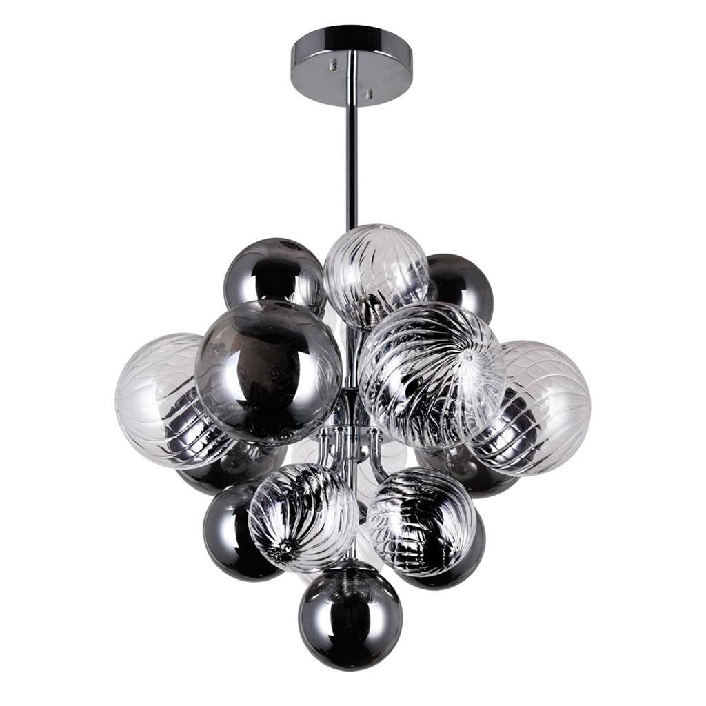 8-Light Chrome Tinted Glass Chandelier