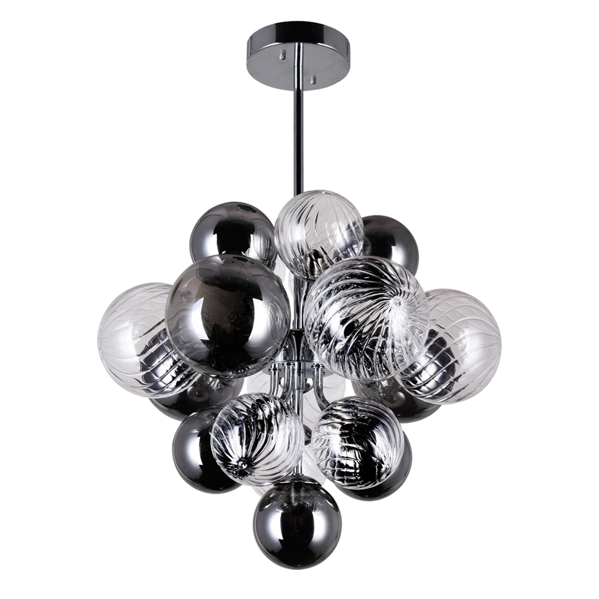 8-Light Chrome Tinted Glass Chandelier