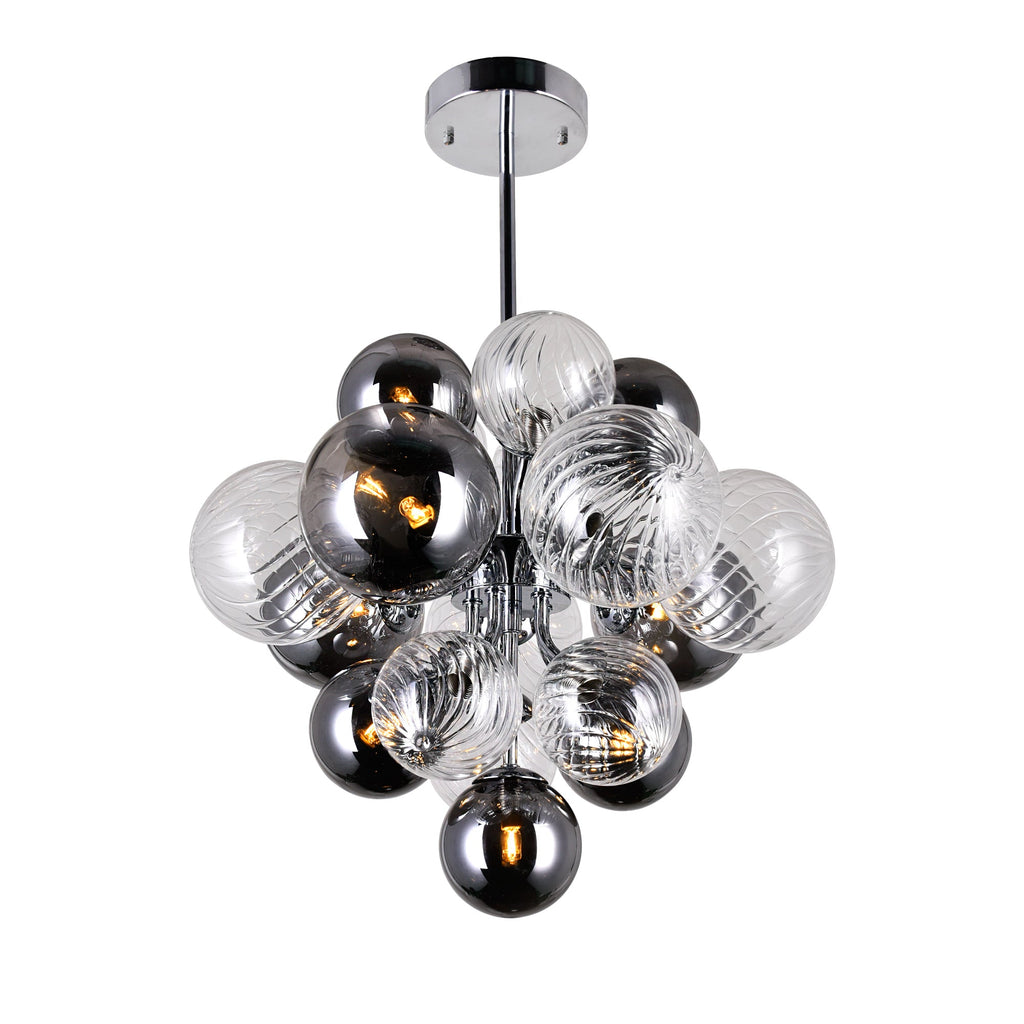 8-Light Chrome Tinted Glass Chandelier