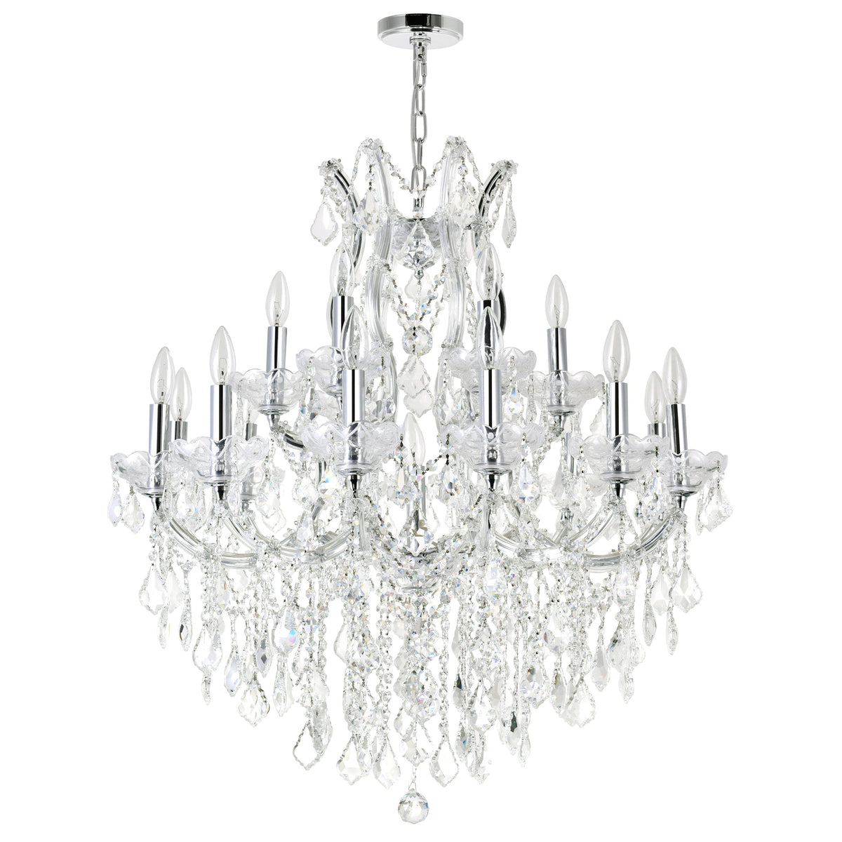 19-Light Chrome Crystal Chandelier