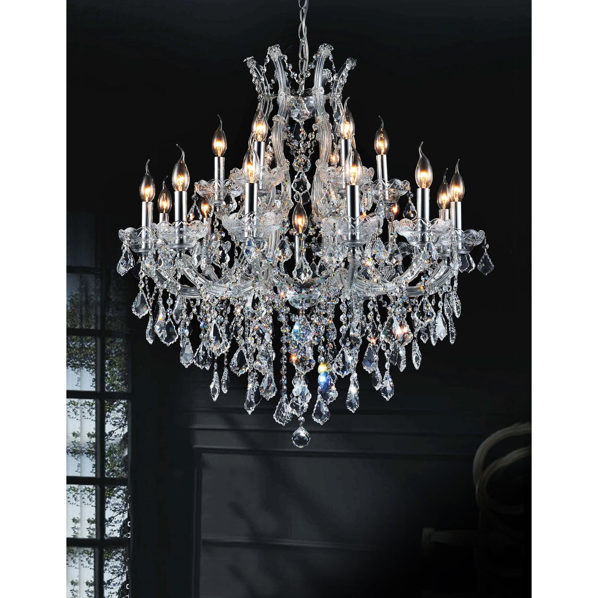 19-Light Chrome Crystal Chandelier