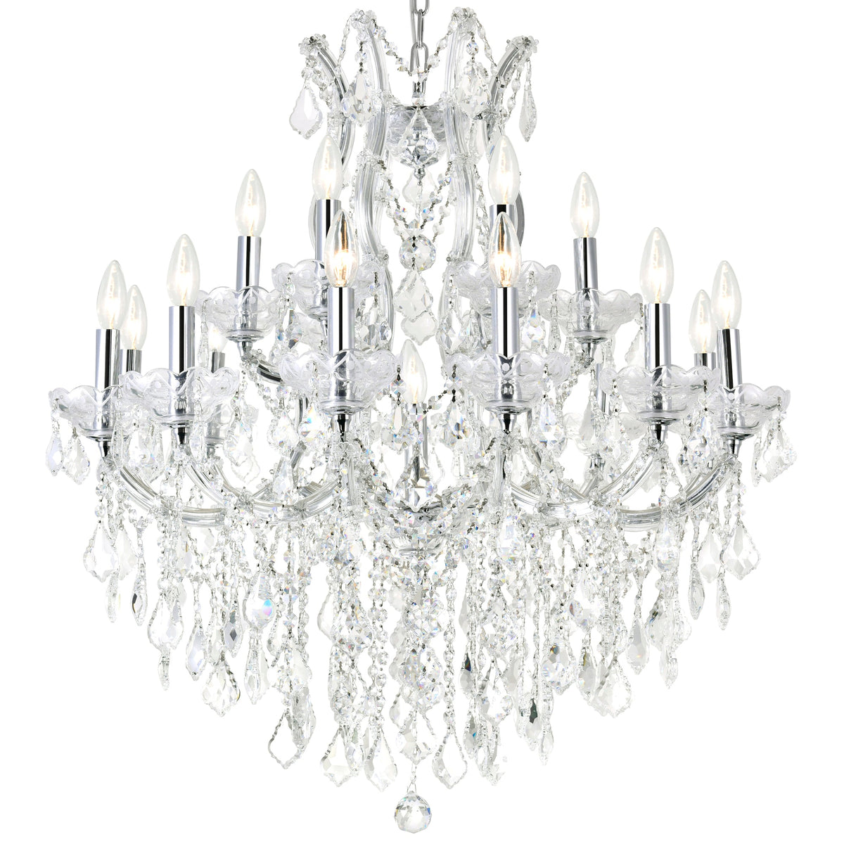 19-Light Chrome Crystal Chandelier