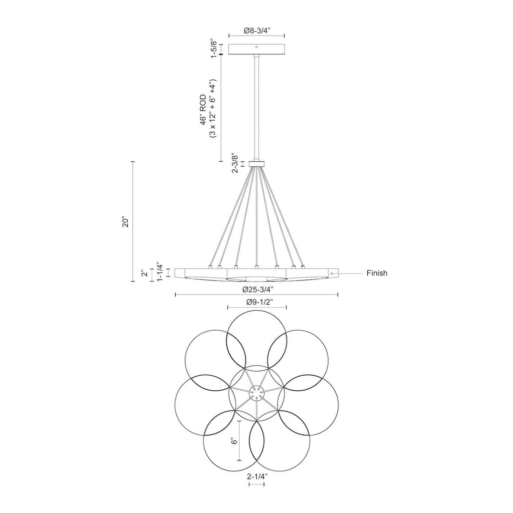 26-in Steel Chandelier