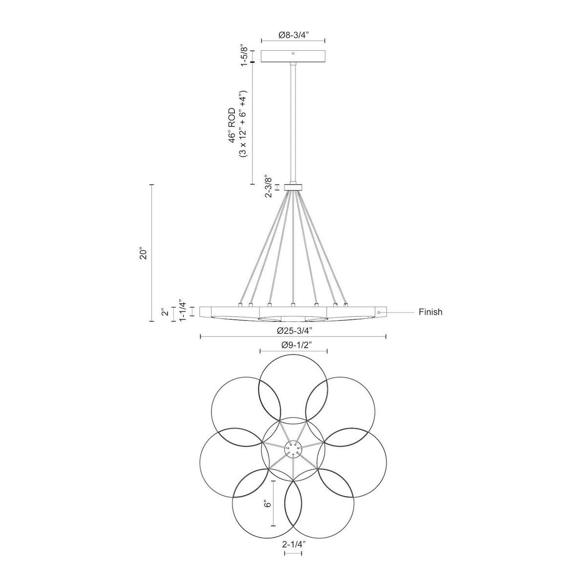 26-in Steel Chandelier