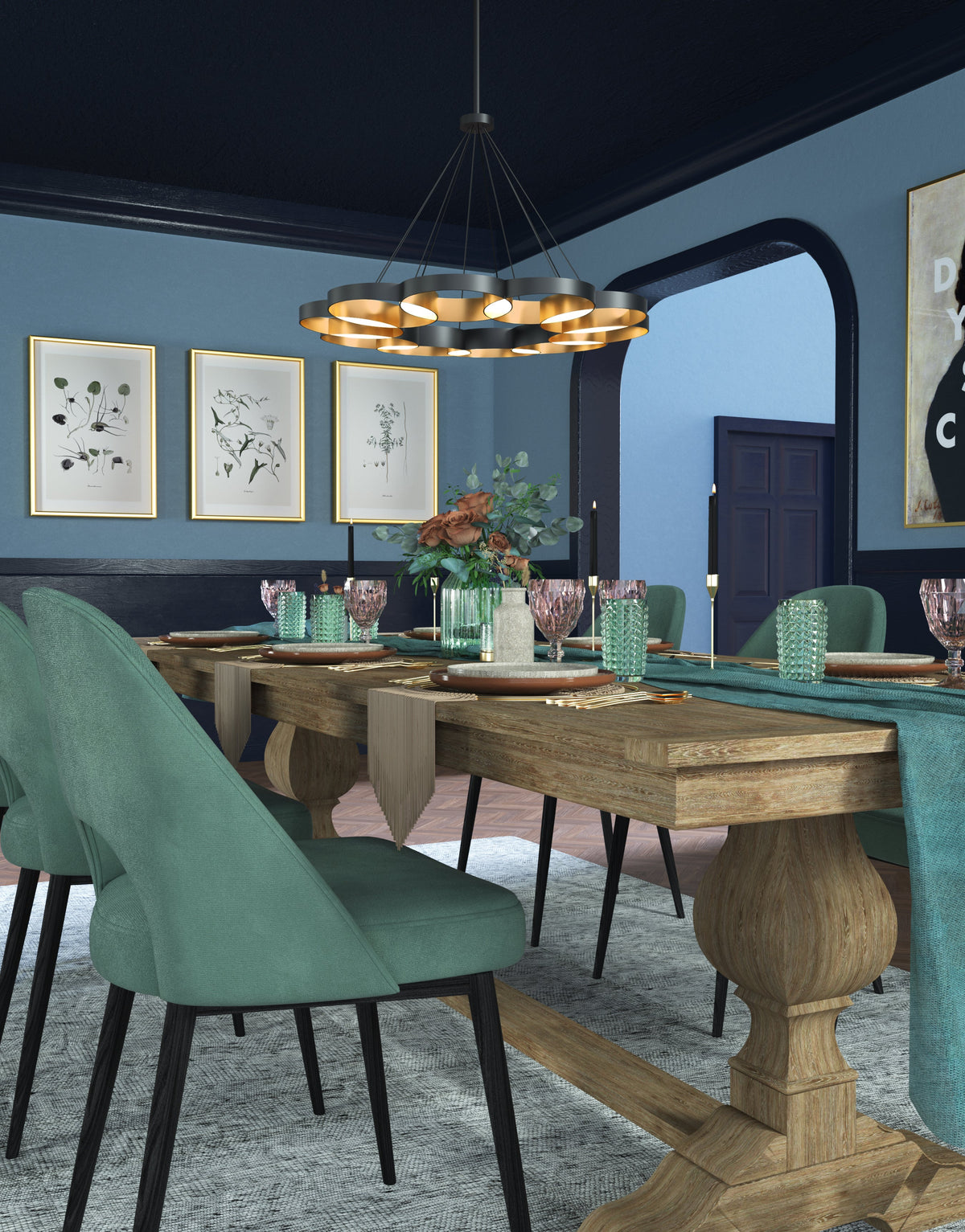 33-in Steel Chandelier
