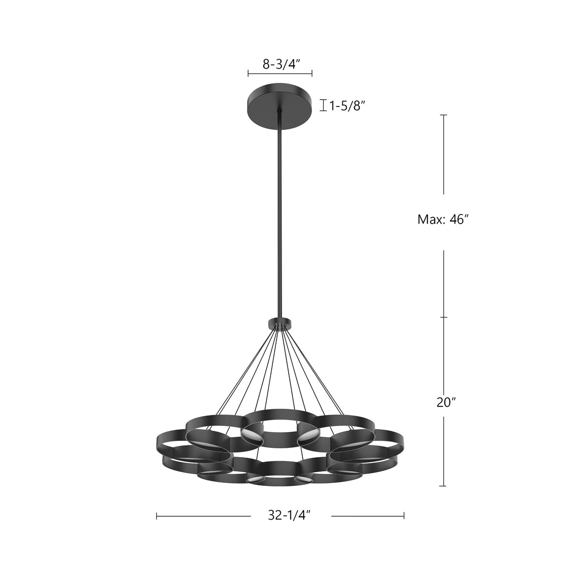 33-in Steel Chandelier